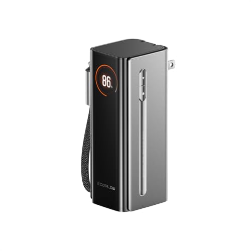 EcoFlow RAPID Pro 3-in-1モバイルバッテリー 10000mAh 67W【急速充電/モバイルバッテリー+折りたたみ式ACプラグ+USB-Cケーブル一台三役/大容量/２台同時充電/コンパクト設計/残量表示/過熱防止/iPhone、Android、PC、タブレット、ゲーム機、スマートウォッチ等各種機器対応/機内持ち込み可】